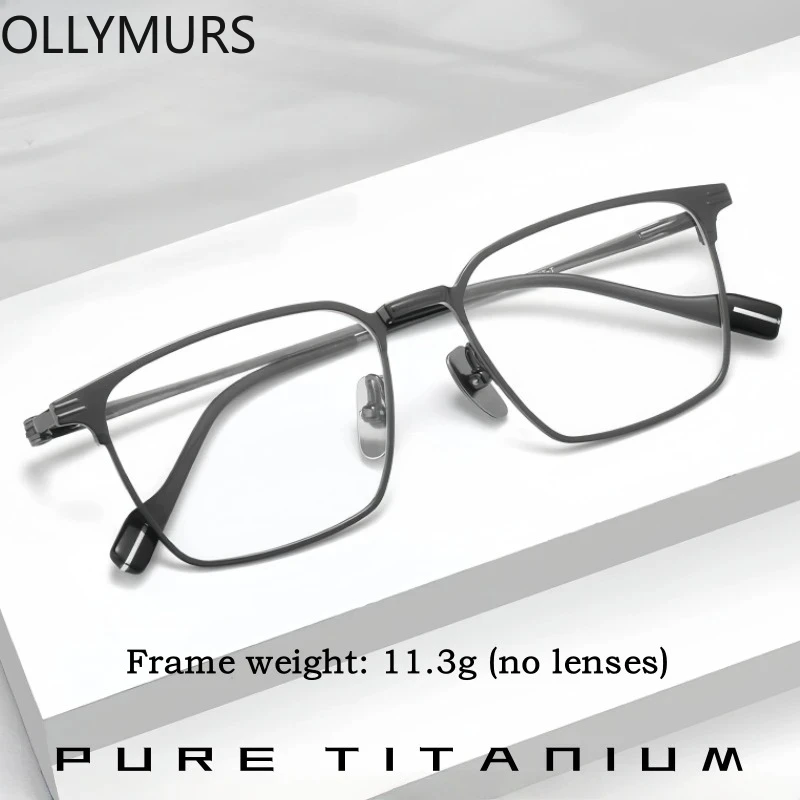 

OLLYMURS Ultra-light Luxury All-titanium Men's Glasses Business Fashion Retro Square Optical Prescription Eyeglasses Frame 7080