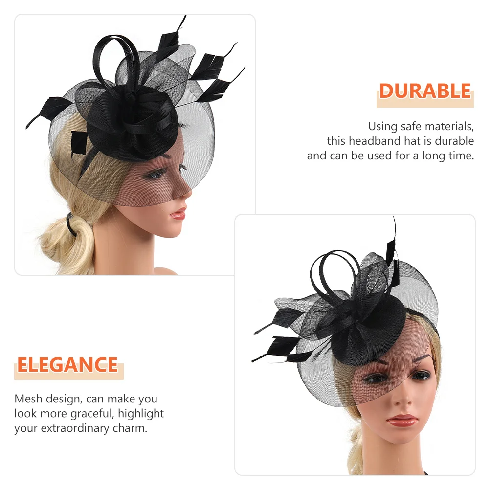 

Flower Headband Gauze Fascinator Women Banquet Wedding Party Hat Tea Party Headpiece Artificial Plume Design