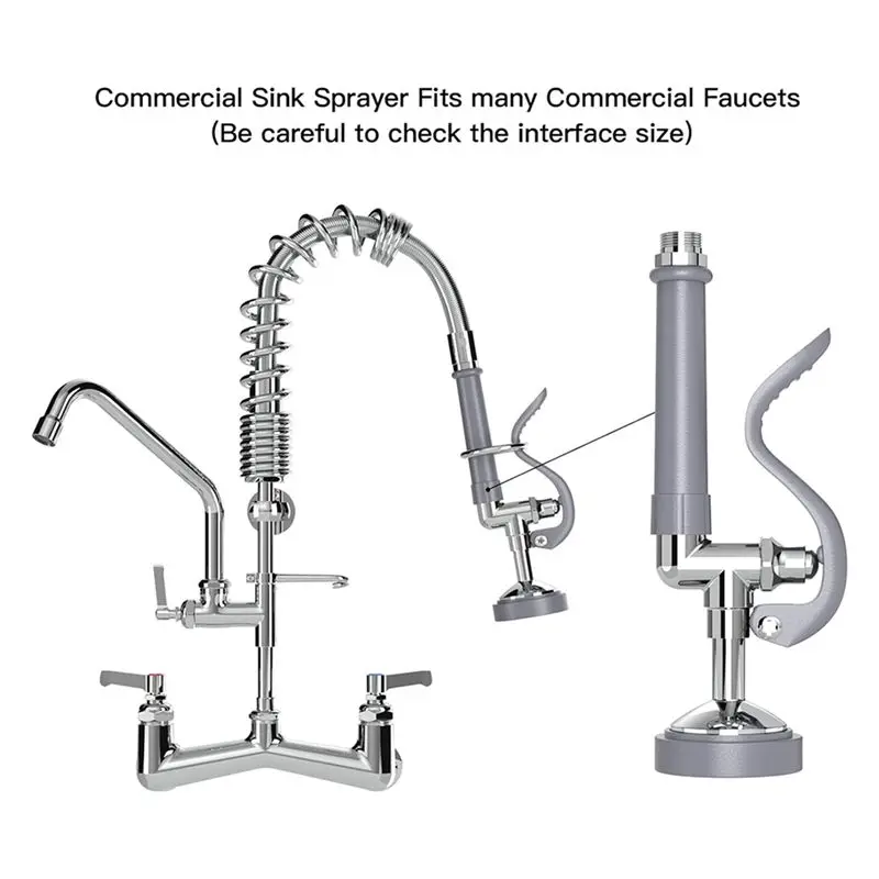 AS60-2X Sink Sprayer, Pre Rinse Sprayer For Commercial Kitchen Sink Faucets, 1.42 GPM Sprayer Valve Dish Sprayer Nozzle