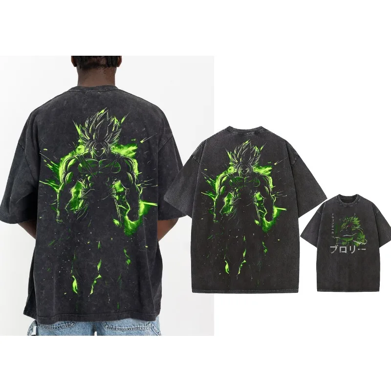 

Футболки для стирки, летние мужские японские аниме Dragon Ball Broli, одежда с графическим рисунком HarajukuY2K, большие хлопковые топы с короткими рукавами