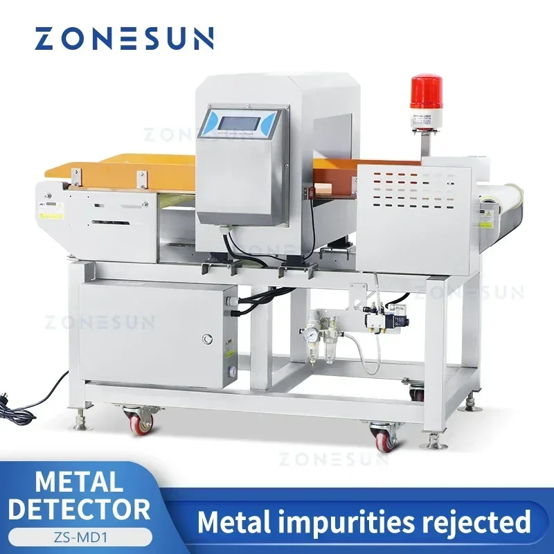 ZONESUN ZS-MD1 Detector de Metales comprobador de impurezas de acero no ferreo no ferreo rechazado contenedor de rechazo máquina de producción de alimentos