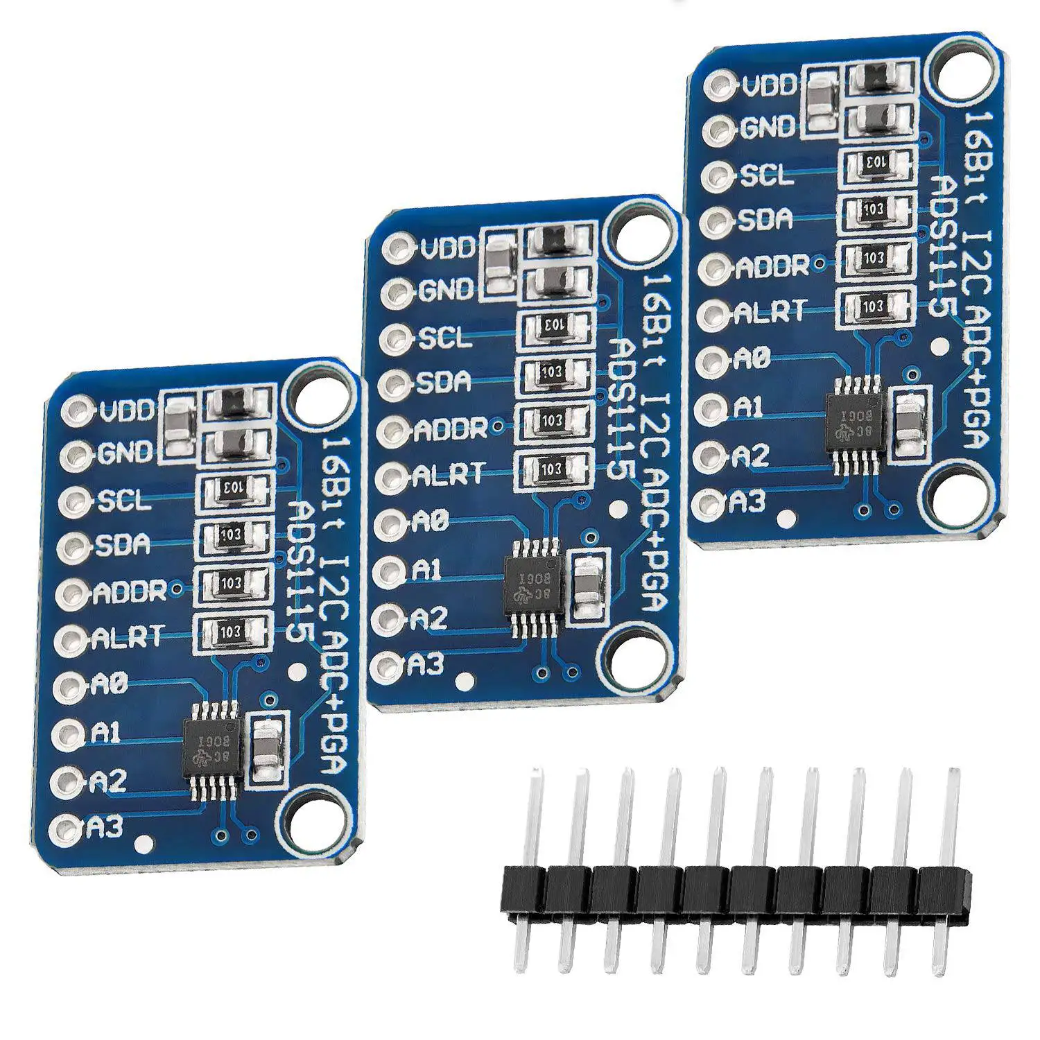 ADS1115 ADC Tech, 16 bits, 4 canaux pour Ardu37et Raspberry Pi, 3 pièces