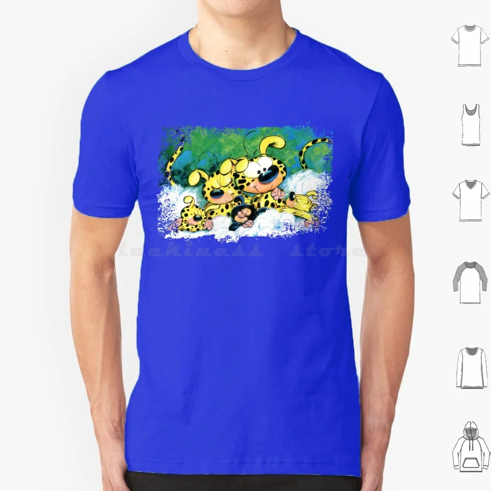 Marsupilami con camiseta para dormir familiar, camiseta fresca de algodón 6xl, personaje de cómic amarillo, Andre Spirou, Bélgica, Francia, Fantasio