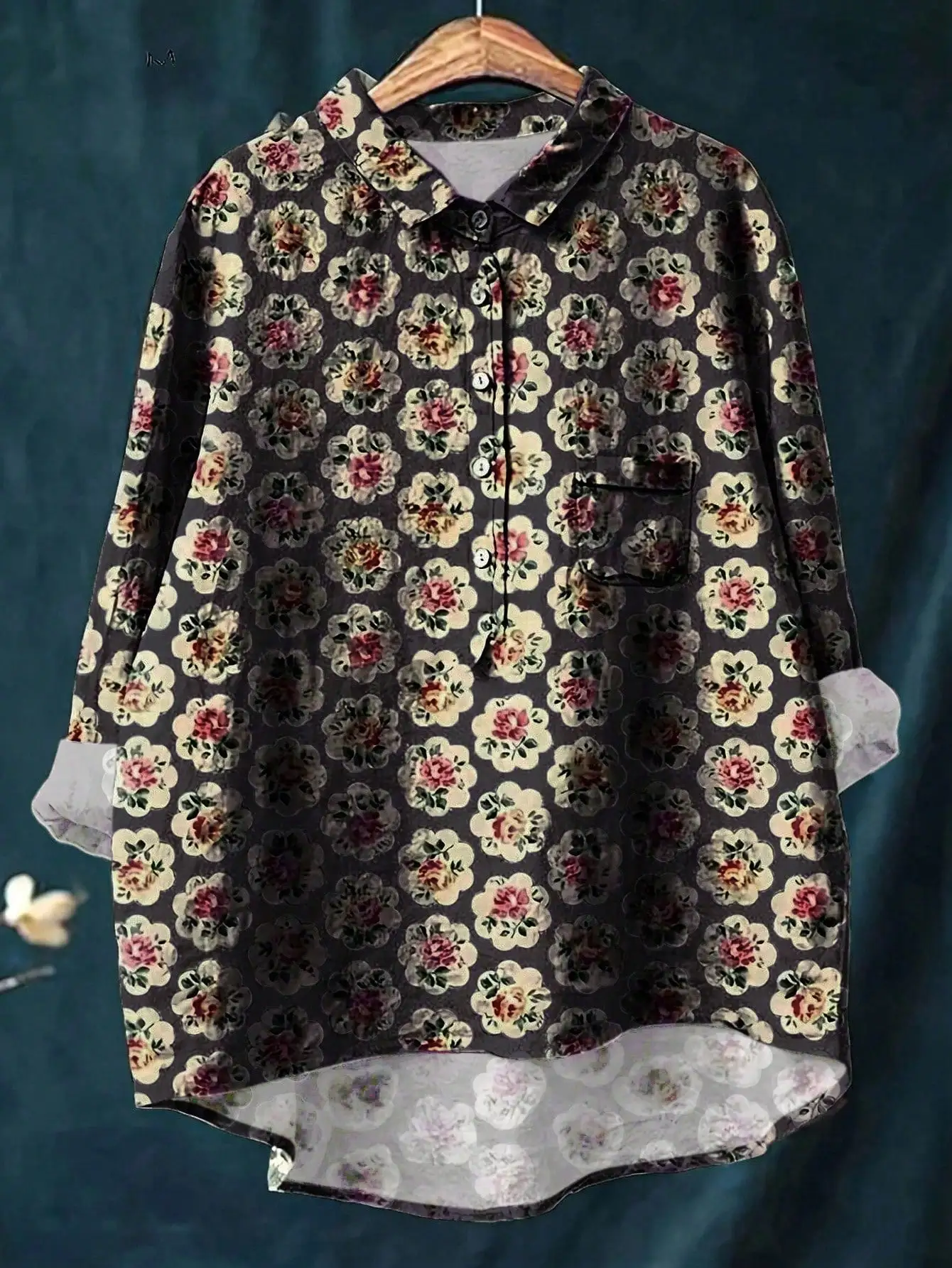 

Женская повседневная рубашка с цветочным принтом