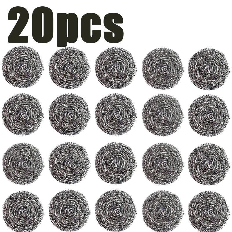 20pcs Grade 410 Stainless Steel Scourers, Kitchen Cleaning Scrubbers for Sinks/Utensils/Oil