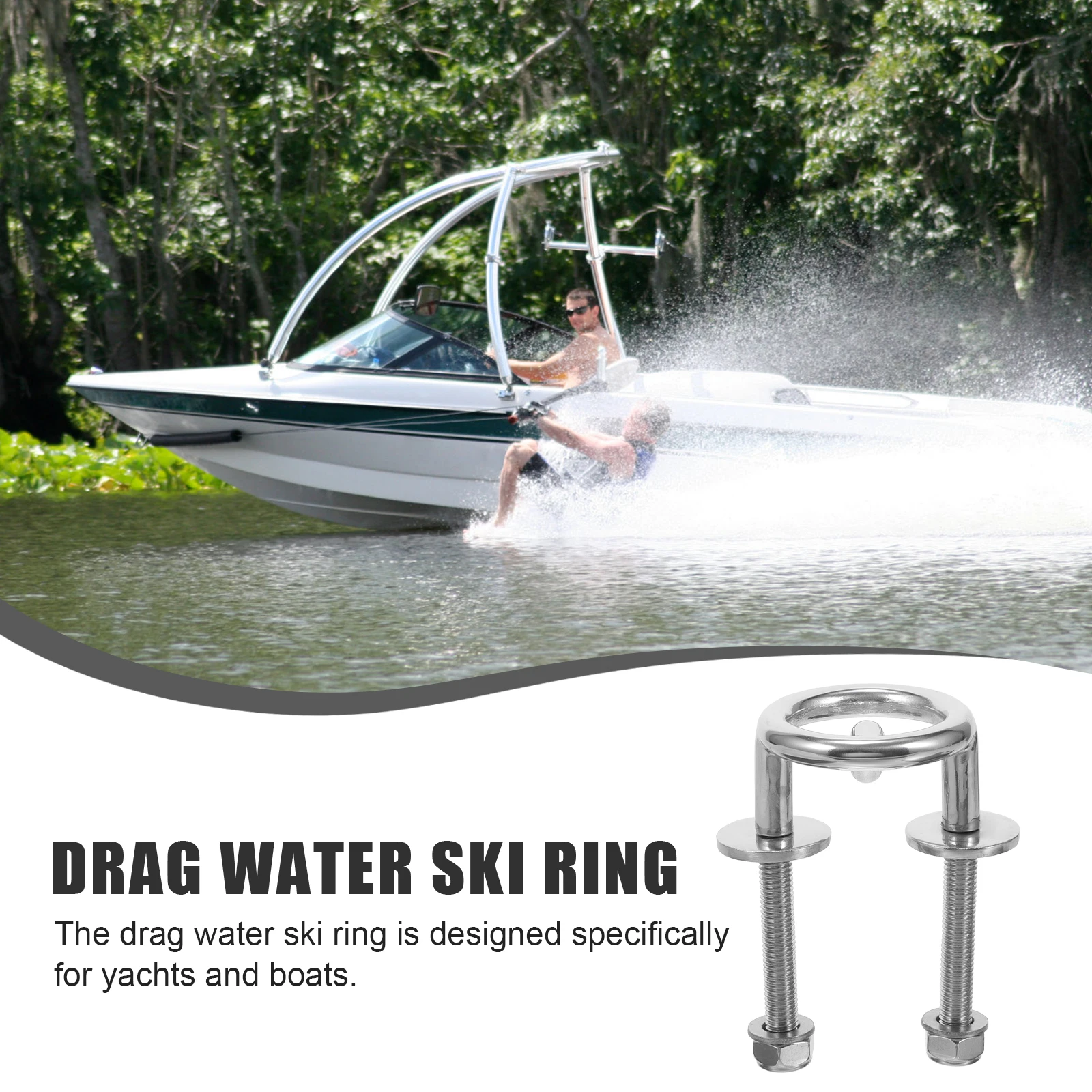 

1pcs Stainless Steel 62mm Water Ski Tow Ring Accessory for Boats Yachts Pontoon Ski Tow Bar Boat Anchor