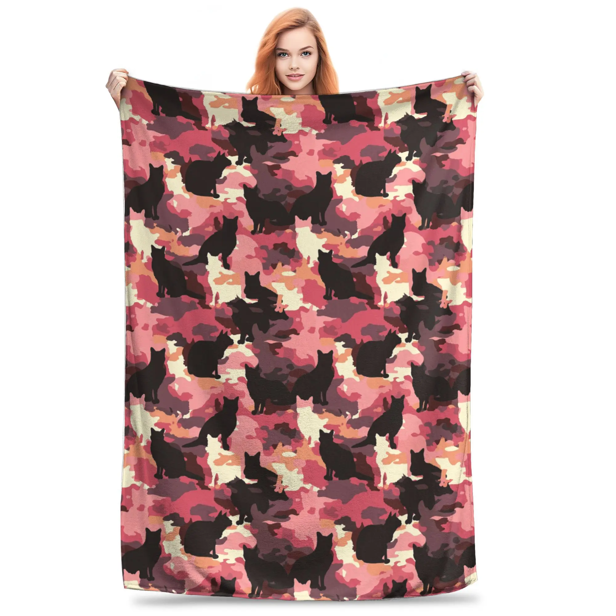 

Cat Camouflage Blankets Super Soft Flannel Sofa Throw Blanket for Couch Bedding Outdoor Throws Bedspread Quilt