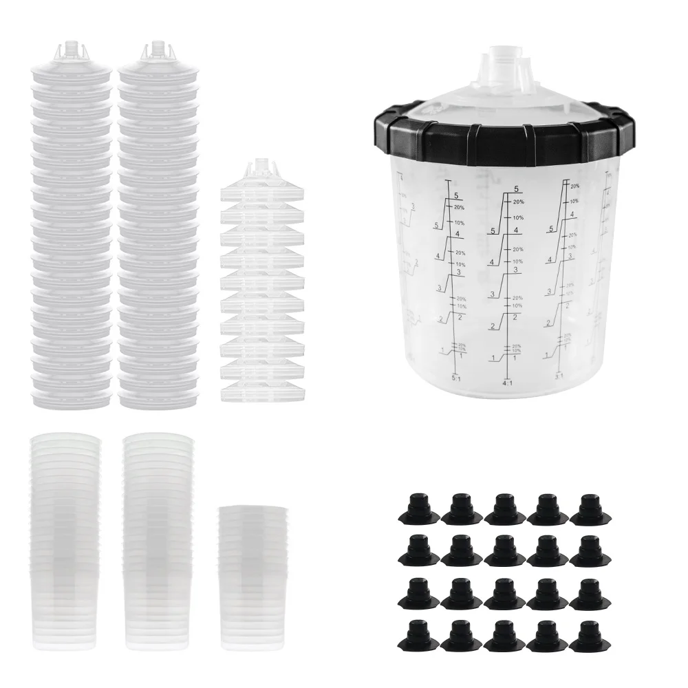 

15/20Pcs Spray Gun Paint Mixing Cup Quick Change Tool Spray Gun Tank 600ML Disposable Paint Cup Accurate Scale With Sealing Plug
