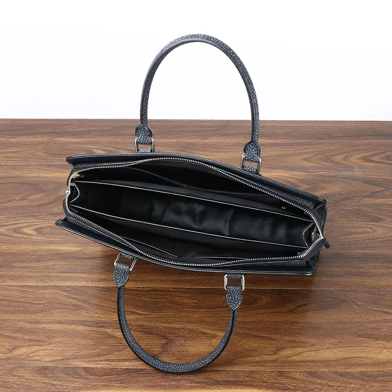 حقيبة يد رجالية جديدة بنمط سمكة لؤلؤية ناعمة حقيبة يد فاخرة حقيبة كمبيوتر حقيبة ملفات جلدية بكتف واحد حقيبة رجالية عصرية #3