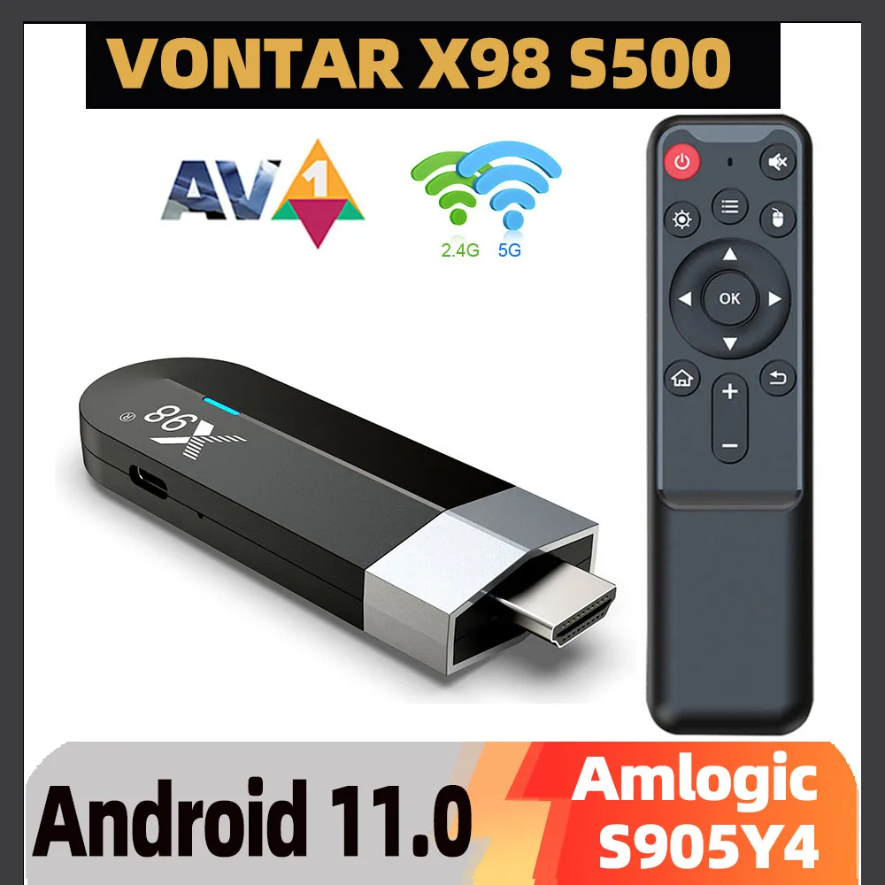 X98 S500 4GB 32GB Android 11 TV Stick Amlogic S905Y4 Quad Core AV1 4K 60fps Dual Wifi X98 Dongle 2GB 16GB Smart TV Box vs X96S