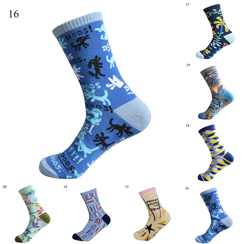 Fashion Printed Women Socks Colorful Cartoon Cotton Socks Mid Tube Socks Personalized Creative Casual Winter Warm Thick Socks