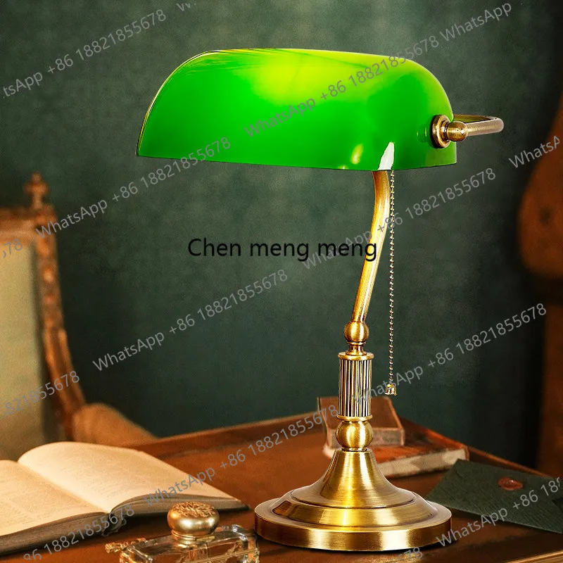 

American desk lamp of the Republic of China retro all-copper glass bedroom study reading lamp desk eye protection desk lamp