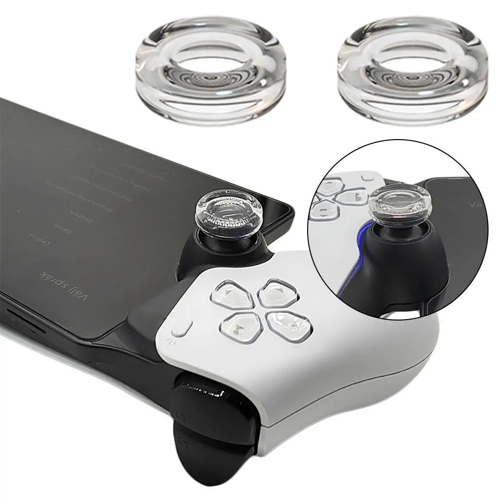 1 paio di tappi bilancieri per controller del portale PlayStation Cappucci copri joystick con impugnatura per pollice in silicone liquido trasparente per gamepad PS5