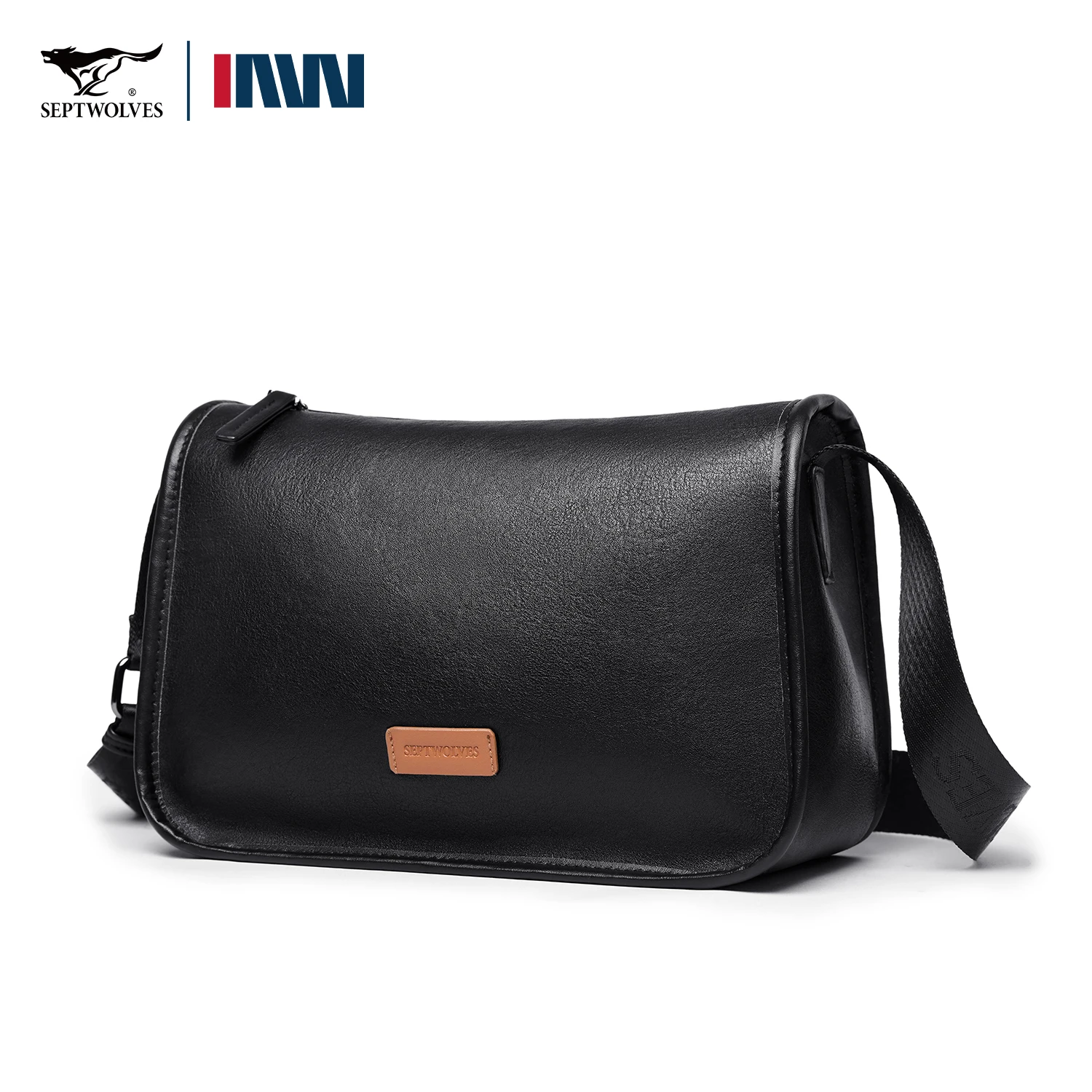 

Septwolves High-Quality PU Leather Men Shoulder Bag Business Travel Crossbody Bag With Anti-Theft Zipper Bag, Multiple Pockets