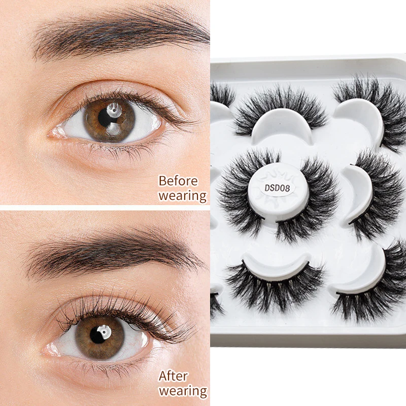 DINGSEN Neu 5 Paar 8-25mm Natürliche 3D-Wimpern Wimpernverlängerungs-Set Make-up-Kit Nerz-Wimpernverlängerung Magnetische Nerz-Wimpern – Detail 2