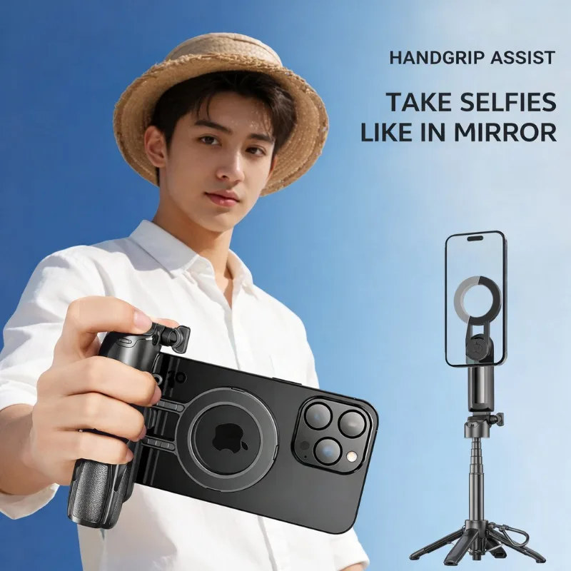 

Magnetic Selfie Stick Phone Holder Anti-shake Handheld Shooting Tool Detachable Floor Stand Design Multi-function Tripod