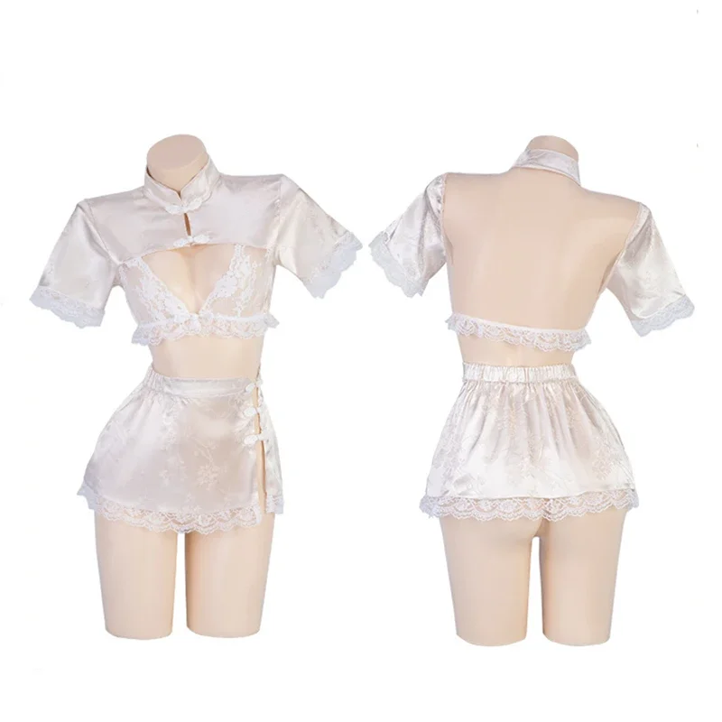 Абрикосовая сексуальная китайская традиционная юбка Cheongsam, кружевное белье в стиле ретро, антикварное женское нижнее белье с разрезом, улучшенная униформа Qipao, новинка