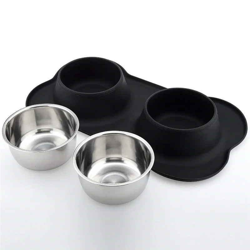 Pet Dog Bowl Puppy Cat Feeding Stainless Steel Dish Pet Drinking Bowl Food Placement Dog Accessories Anti-overflow Tableware