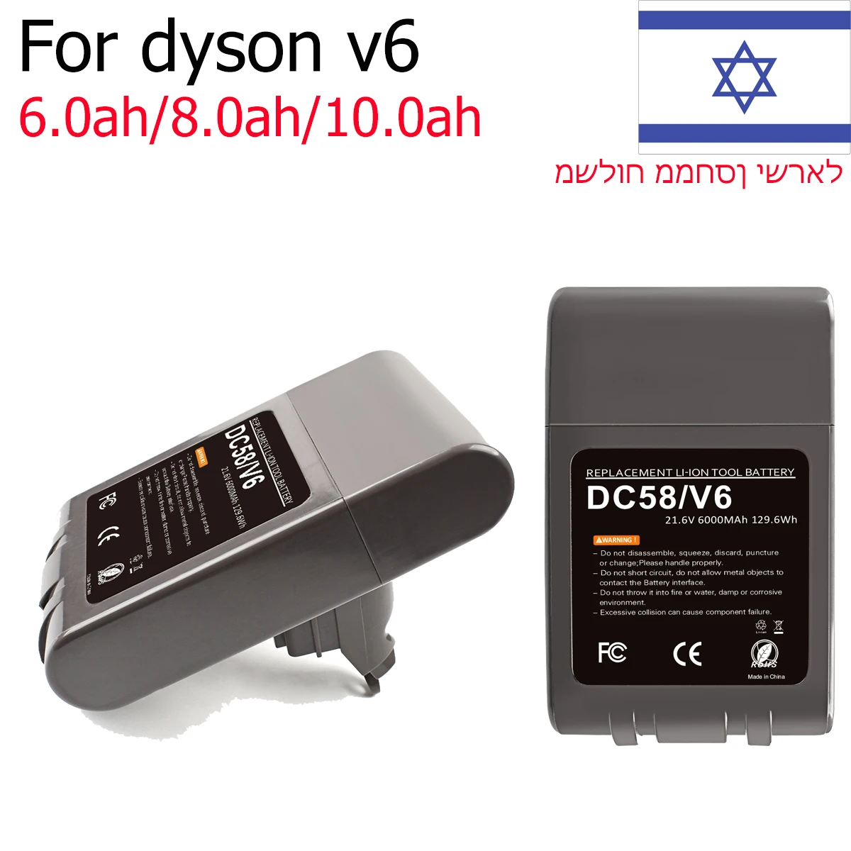 21.6V 6.0Ah for Dyson V6 Battery Replacement DC62 DC59 DC58 SV03 SV04 SV09 V6 Animal Motorhead V6 Slim V6 Absolute Vacuum Batter