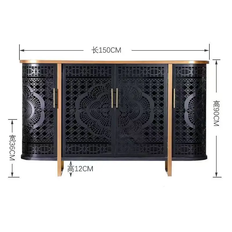 

Nordic retro style dining side cabinet, cyber wrought iron chest cabinet, living room light luxury door cabinet, wine cabinet