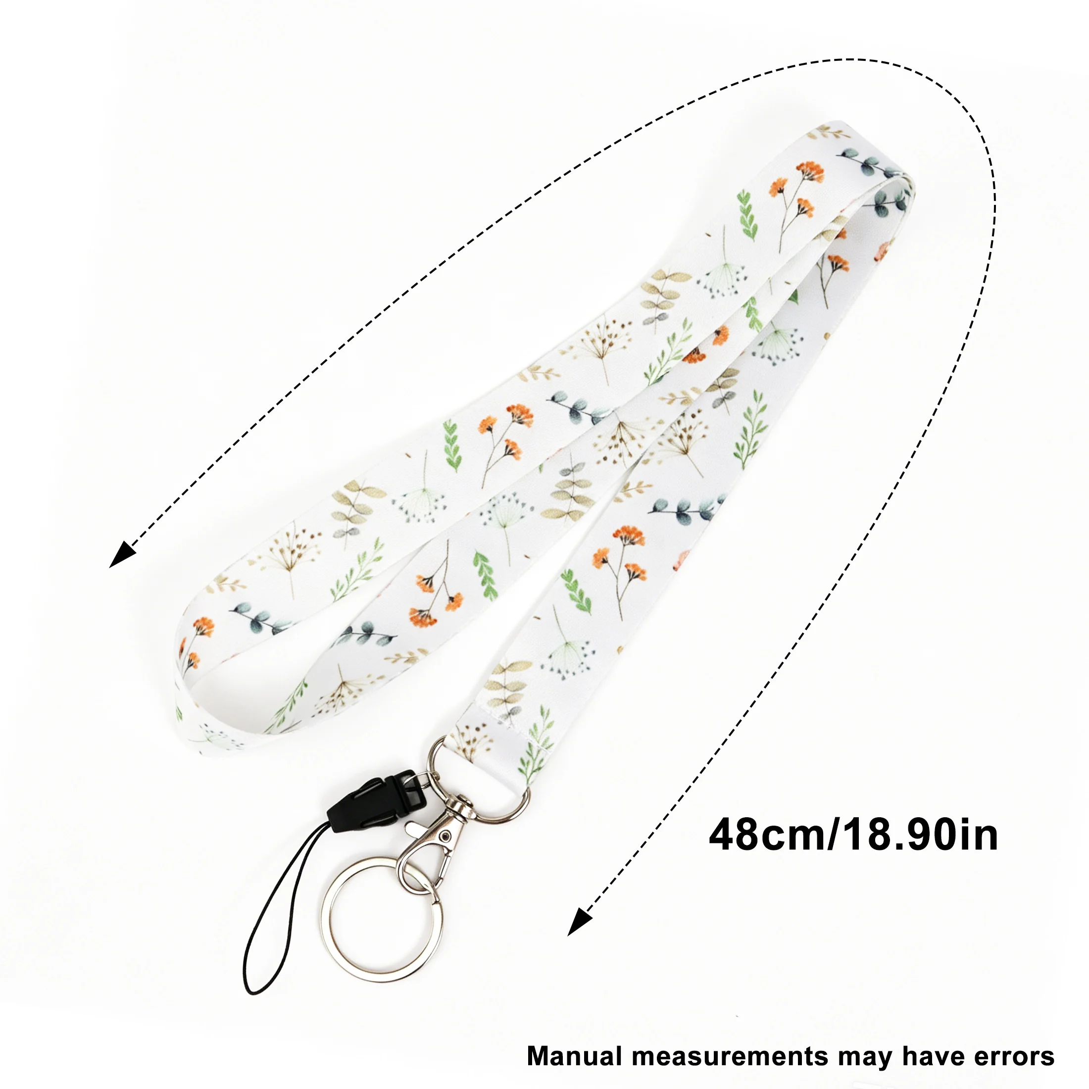 1pc White Flowers Teacher Lanyard for ID Badge Holder Neck Strap Lanyard for Keys ID Cards Office School Use Accessories Gift