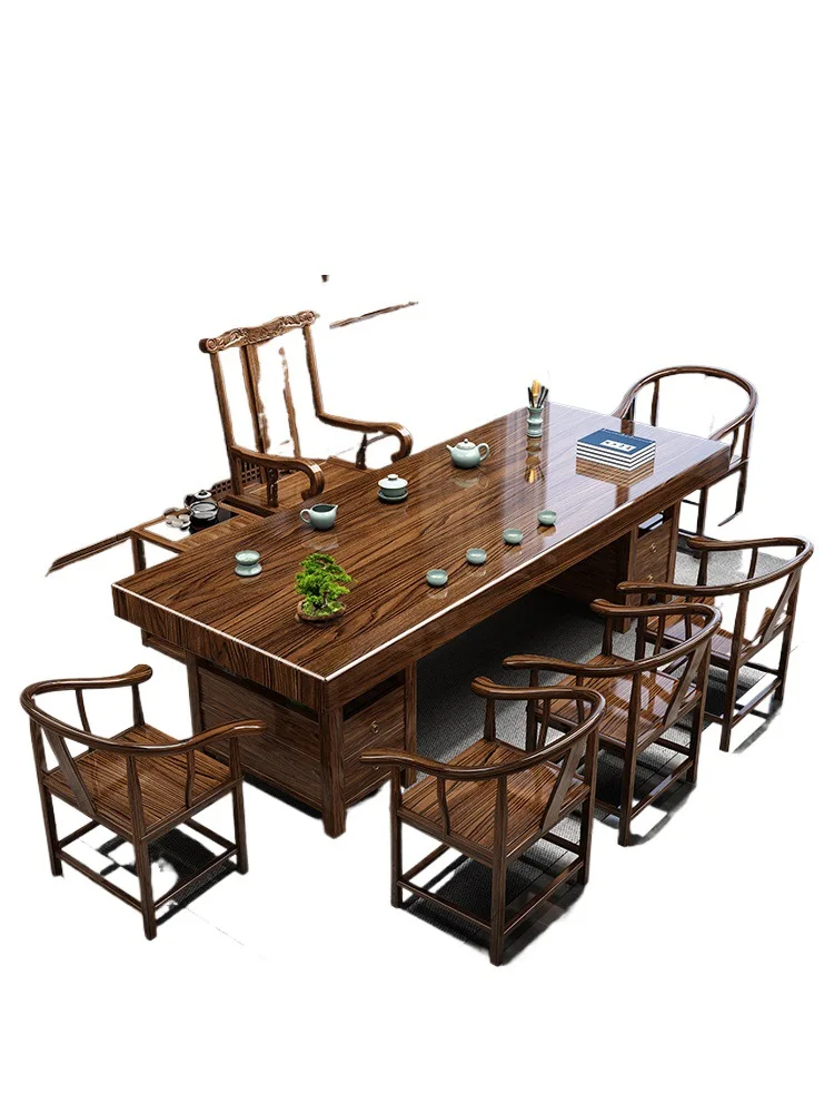 

Solid wood, large board tea table and chairs, combination, coffee table, living room, household