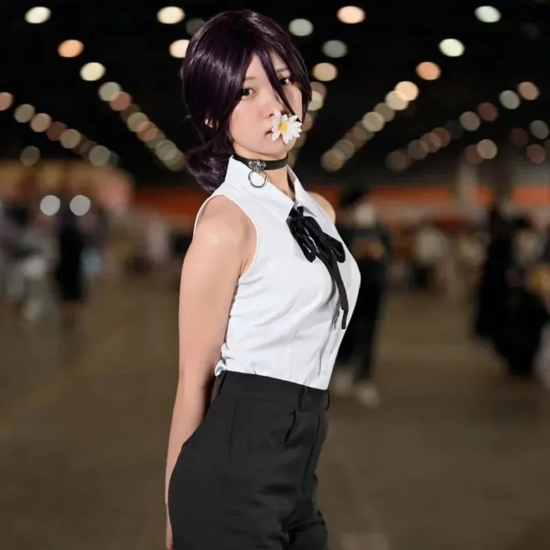 Reze-Disfraz de motosierra para Cosplay, ropa, camisa, corbata, peluca corta, anillo para el cuello, uniforme de Anime para mujer, Carnaval de Halloween, FS; 5'B