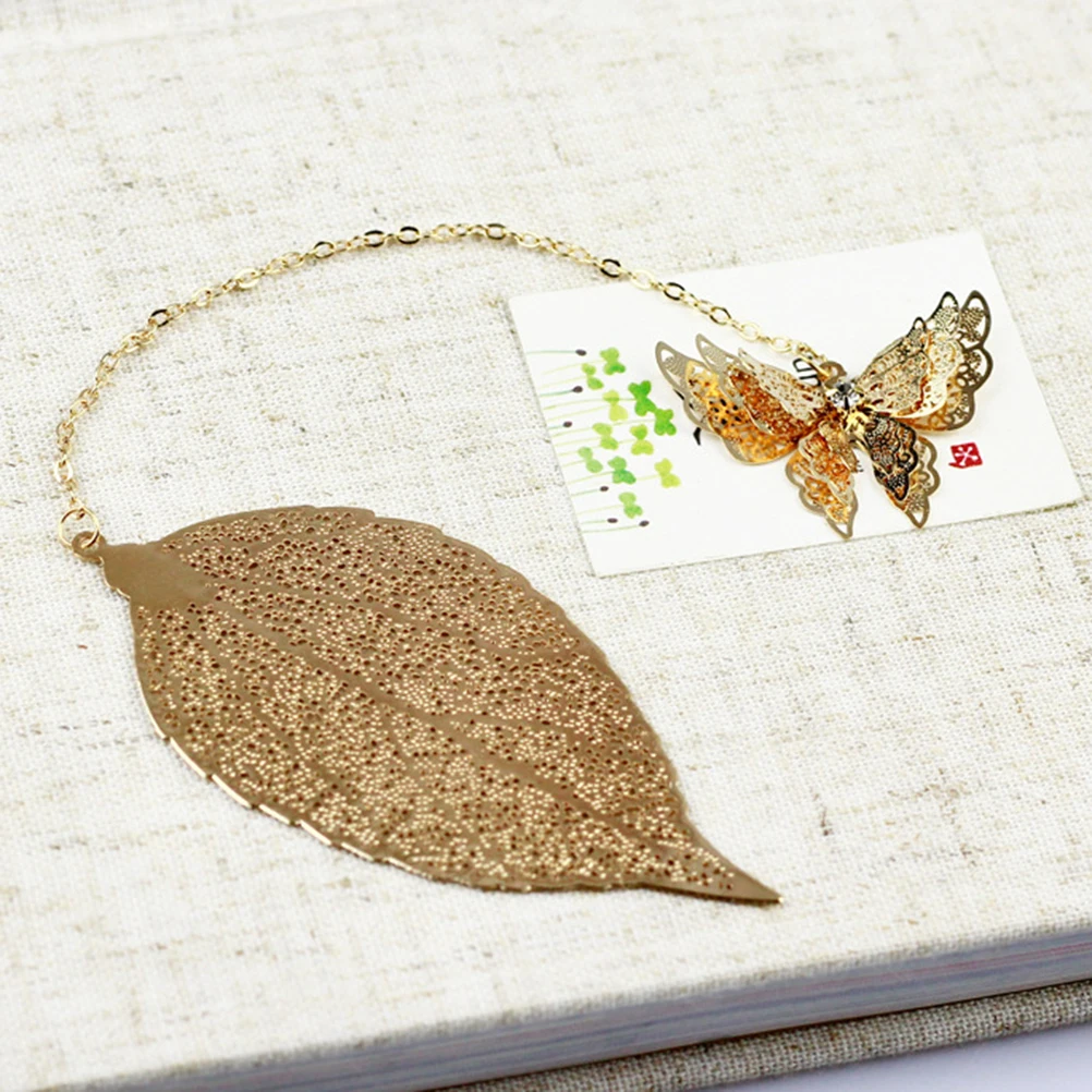 

Gold Leaf Bookmark Metal Creative Book Marker Office School Kids Stationery Gift Decorative Accessories