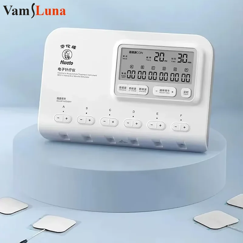 6-Channel Output Microcurrent Pulse Massager Electroacupuncture Therapy Unit Muscle Stimulator TENS Relieves Muscle Pain