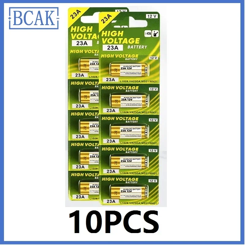 10PCS 12V BCAK แบตเตอรี่อัลคาไลน์ A23 23A 23GA A23S E23A EL12 MN21 MS21 V23GA L1028 GP23A LRV08 รีโมทคอนโทรล Doorbell Dry Cell