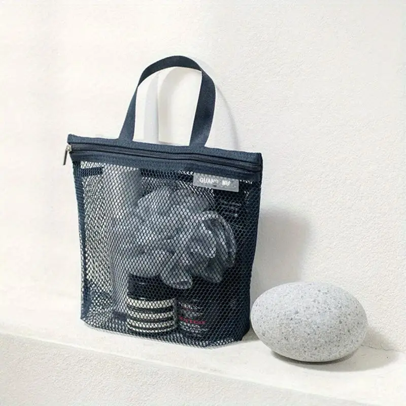 1pc Handheld Makeup Bag Mesh Shower Bag Fitness Bag Miscellaneous Storage Bag Travel Portable Toiletries Bag