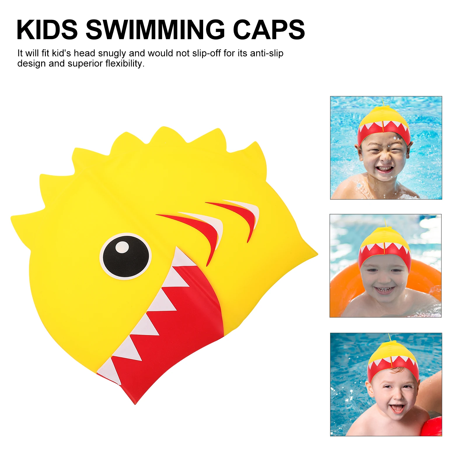 

Kids Silicone Swim Caps Waterproof Swim Hat Flexible Anti-Slip Kids Swimming Caps Adorable Toddler Ear Protector