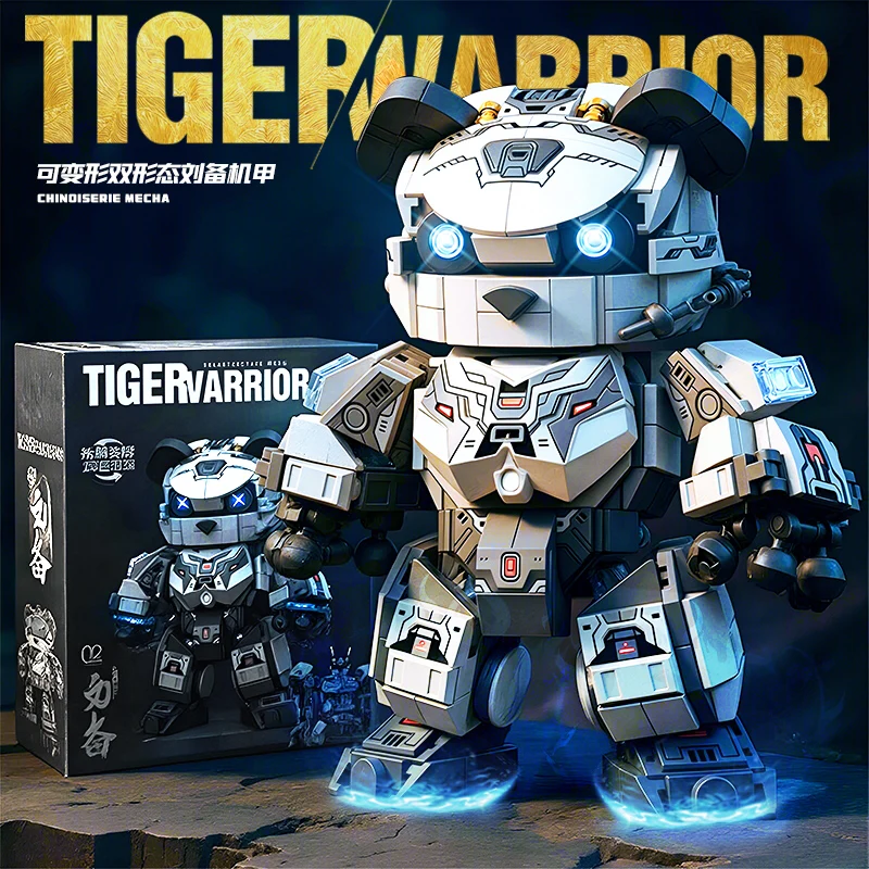 2 في 1 للتحويل روبوت اللبنات بطل السوبر ميكا المحارب الباندا الحيوان الطوب لتقوم بها بنفسك بناء لعب الاطفال هدية الكريسماس