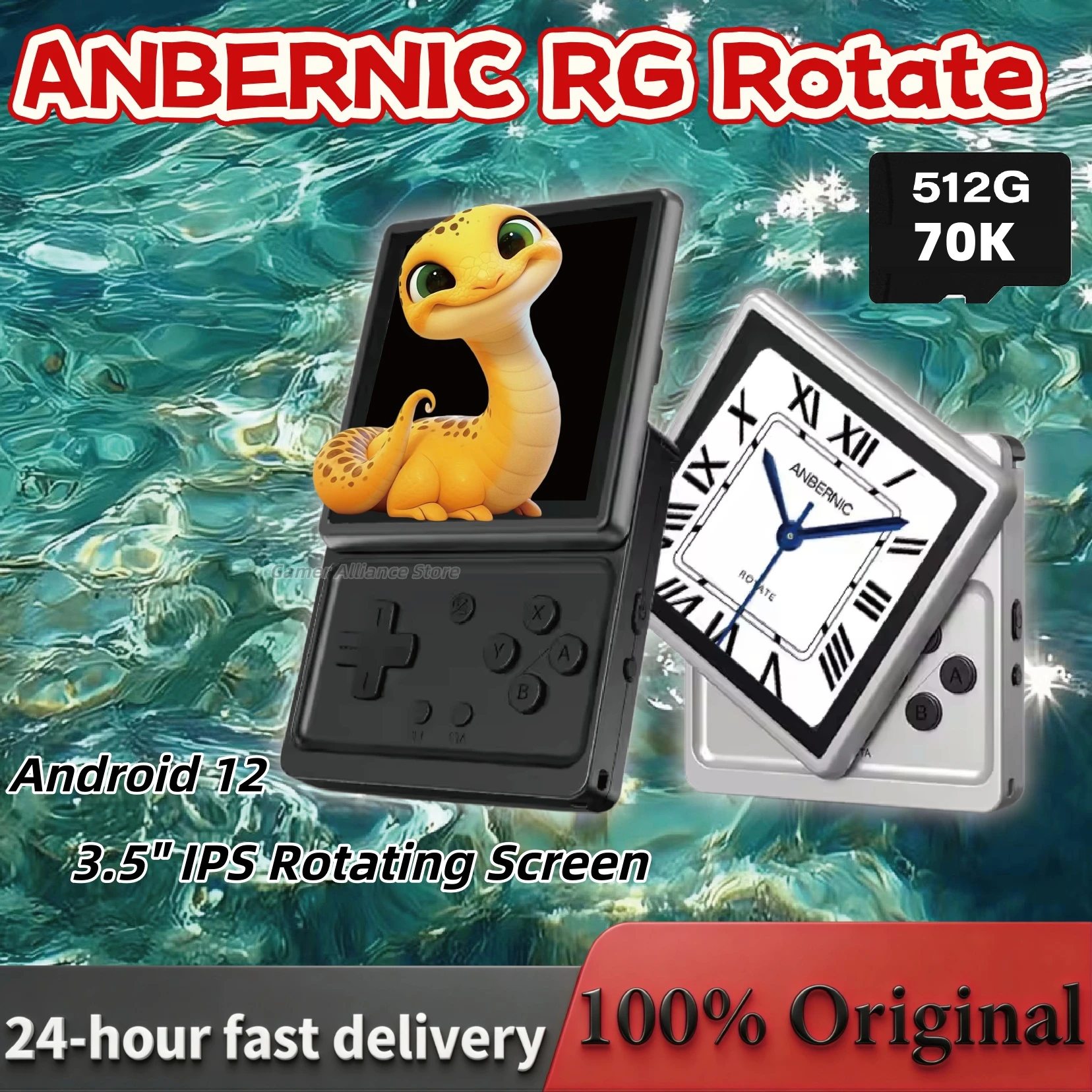 

ANBERNIC RG Rotate Rotatable Square Screen Handheld Game Console 3.5 Inch 720×720 IPS Touchscreen T618 Android 12 Retro Emulator