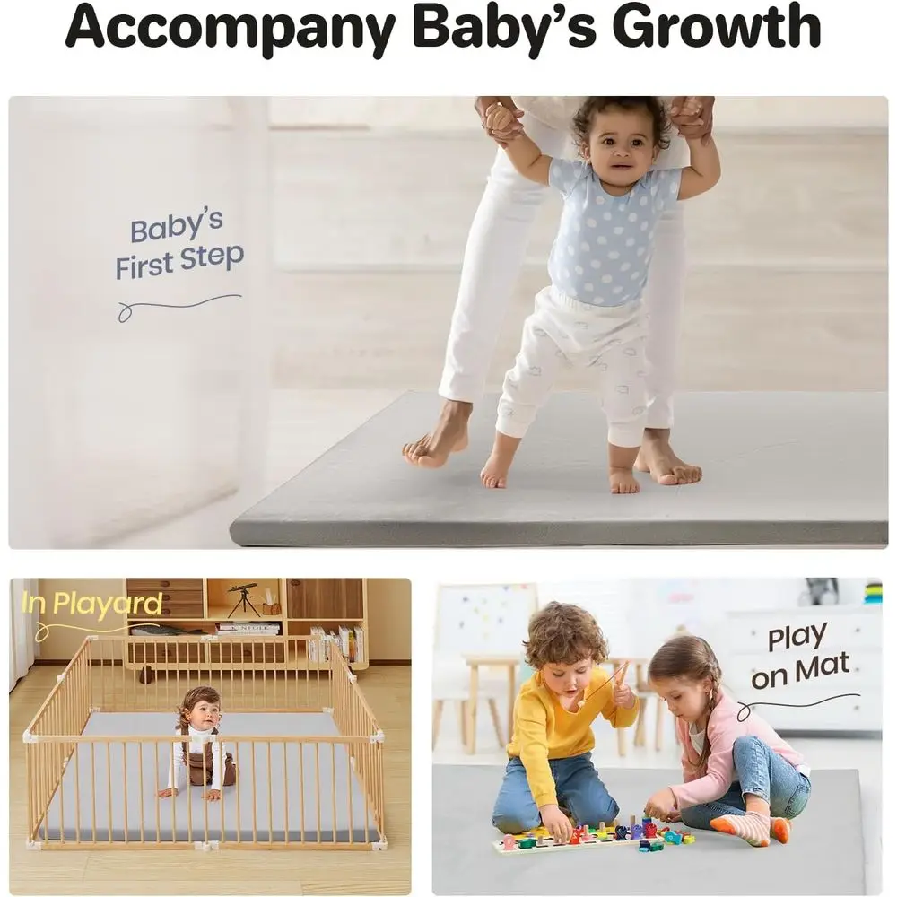 Zestaw piankowych klocków do wspinaczki dla maluchów, 6-elementowy centrum zabaw z matą o wymiarach 120x120 cm, zmywalny pokrowiec, odpowiedni dla dzieci w wieku 1-3 lat (szary)