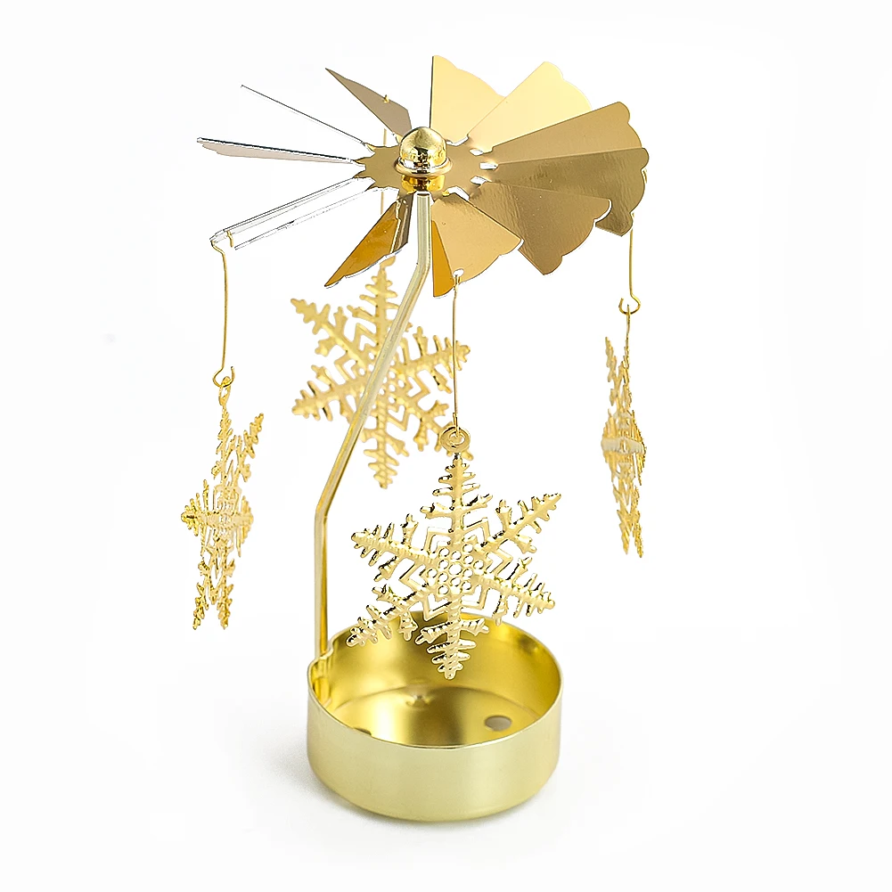 Charm Golden Merry-go-round Marquee Revolve Love Heart Snowflake Elephant Pentagram Star Tassel Metal Candlesticks Wedding Decor