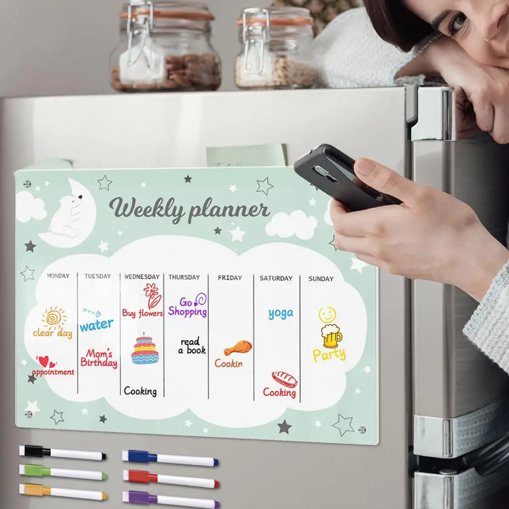 High-quality Acrylic Board Organizational Magnetic Stickers Transparent Acrylic Weekly Planner Message Board for Smooth Writing