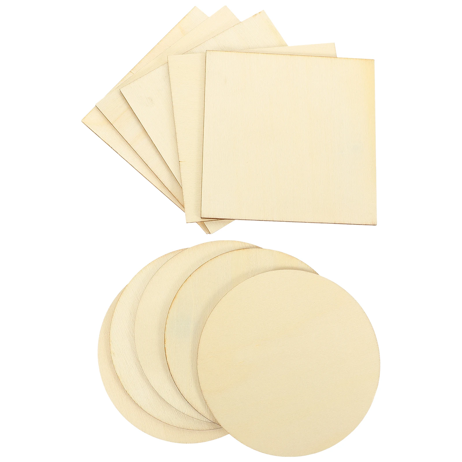 

10 Pack Round Square Wood Slices Coasters for Crafts Lightweight Compact DIY Painting Wooden Circles Home Decor Craft Materials