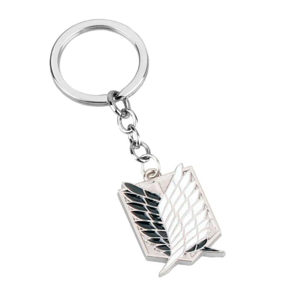 Attack On Titan Wings of Liberty Enamel Keychain for Men Shingeki No Kyojin Metal Pendant Key Ring Anime Fans Car Bag Jewelry