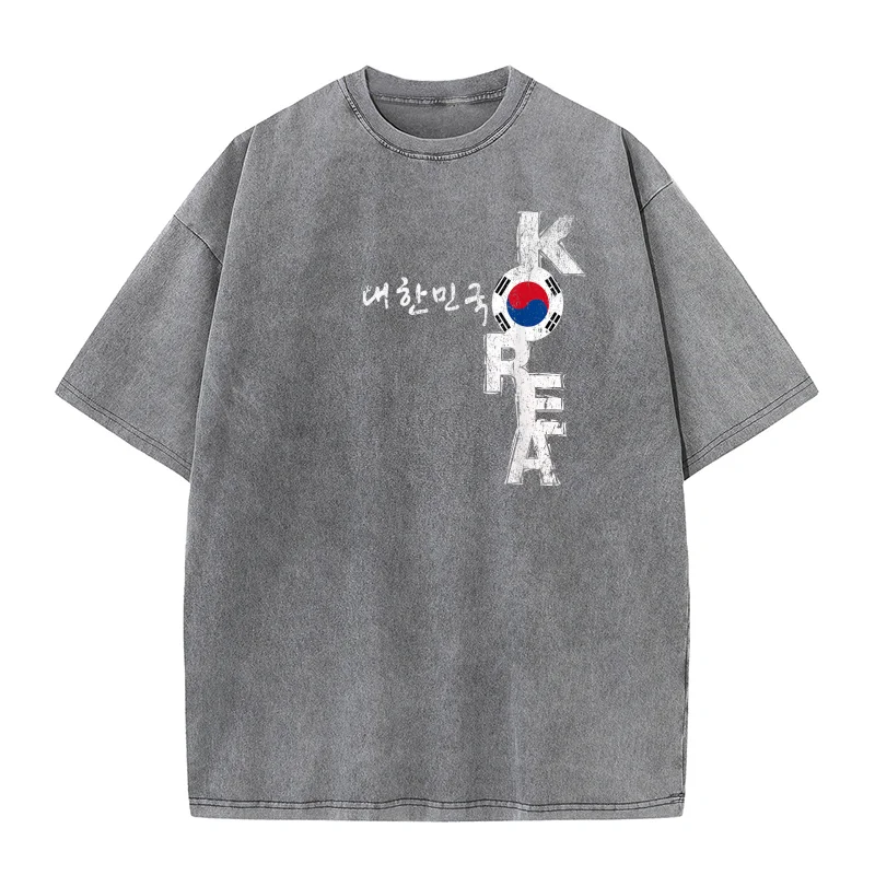 Korea Tshirt Korean Pure Cotton Luxury Brand Men's T-shirts O-neck Tshirt Oversized Art Graphic Clothing Printed Korea Souvenir