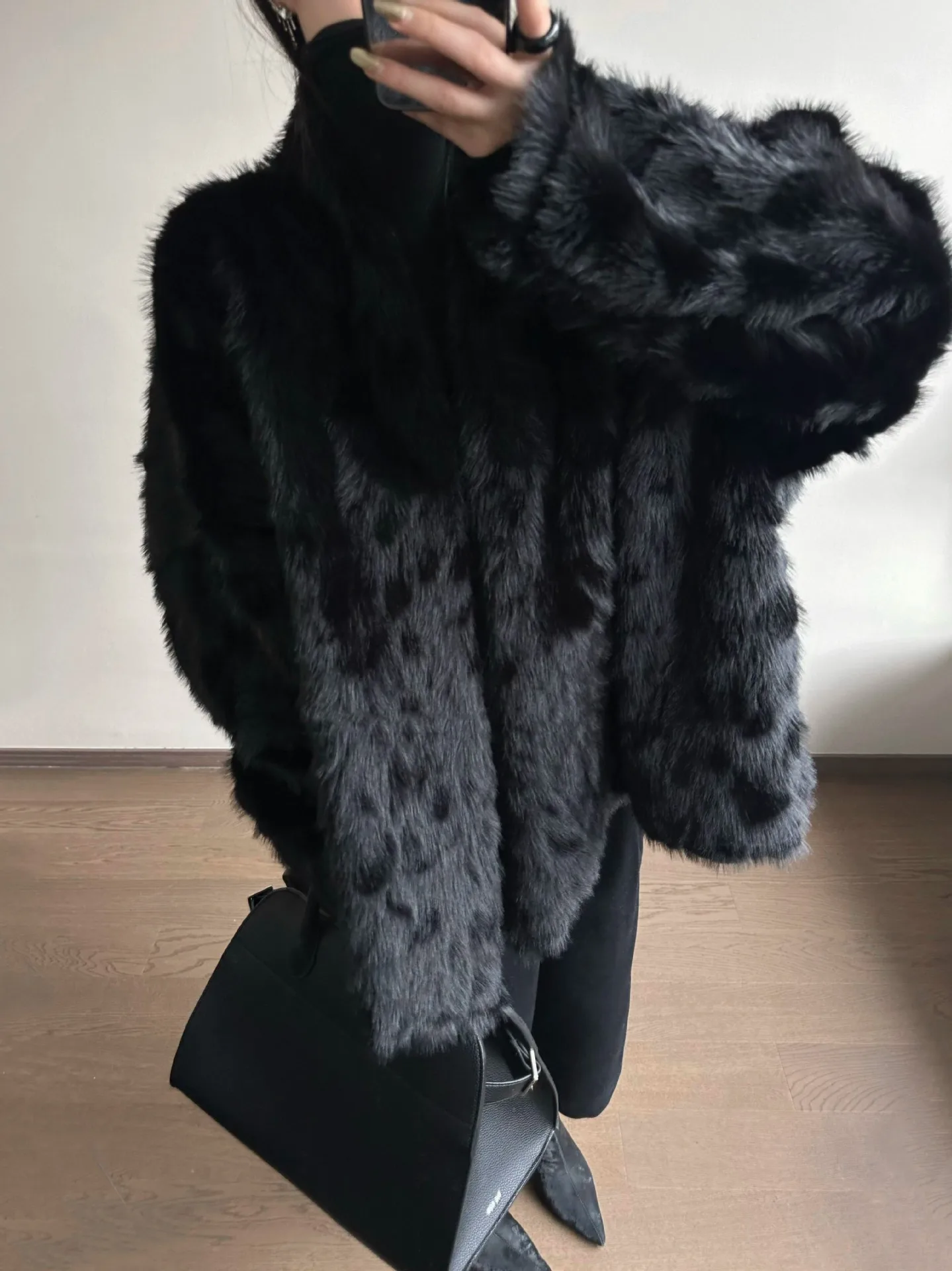 Abrigos de piel sintética para mujer, abrigo de longitud media con manga de murciélago, ropa de calle gruesa y cálida Y2k, chaquetas elegantes, prendas de vestir exteriores de punto abierto para Otoño e Invierno