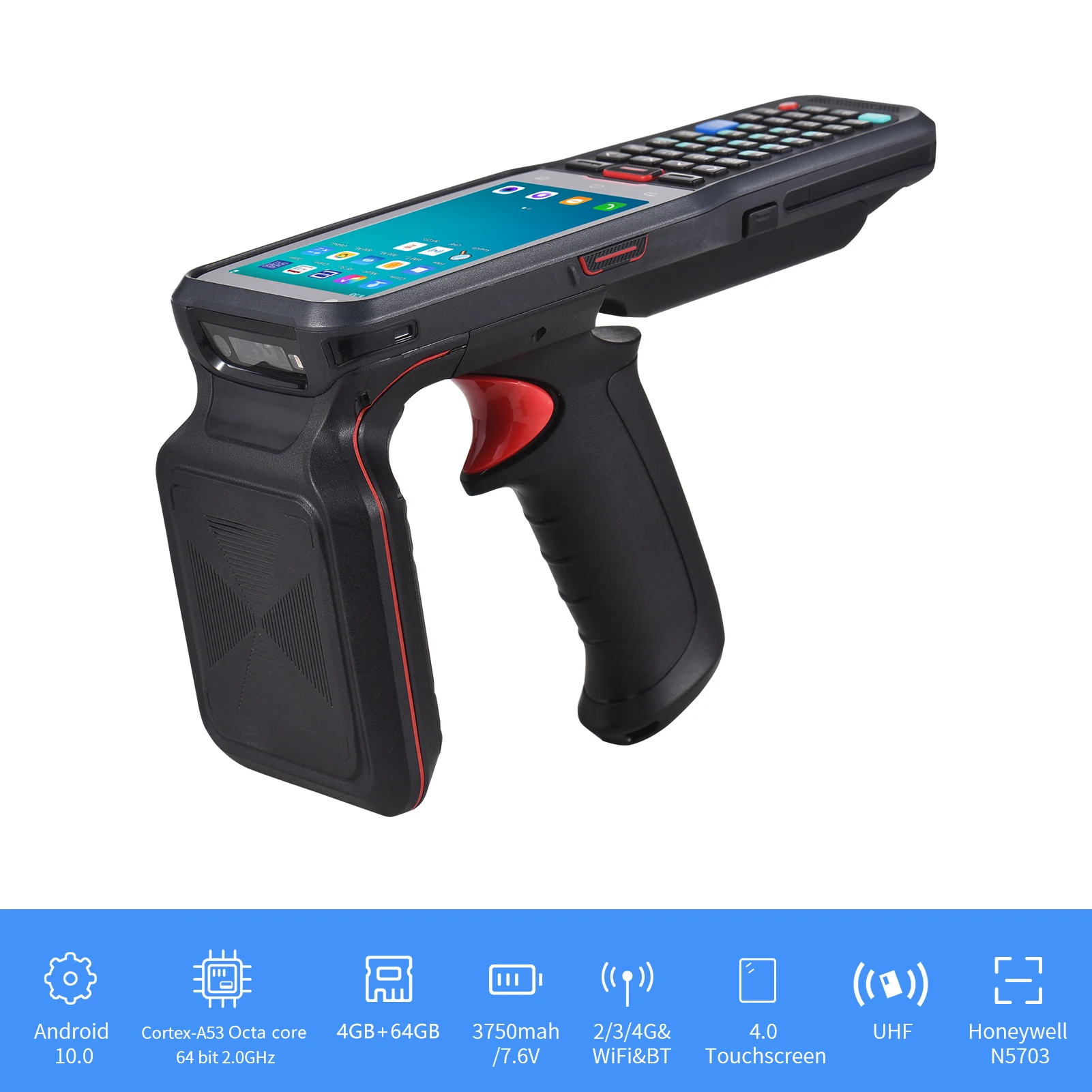

for 10.0 1D/2D/QR Barcode Scanner Handheld Mobile Terminal PDA 2D Scan Engine Support Wireless WiFi 4G with 4.0 Inch