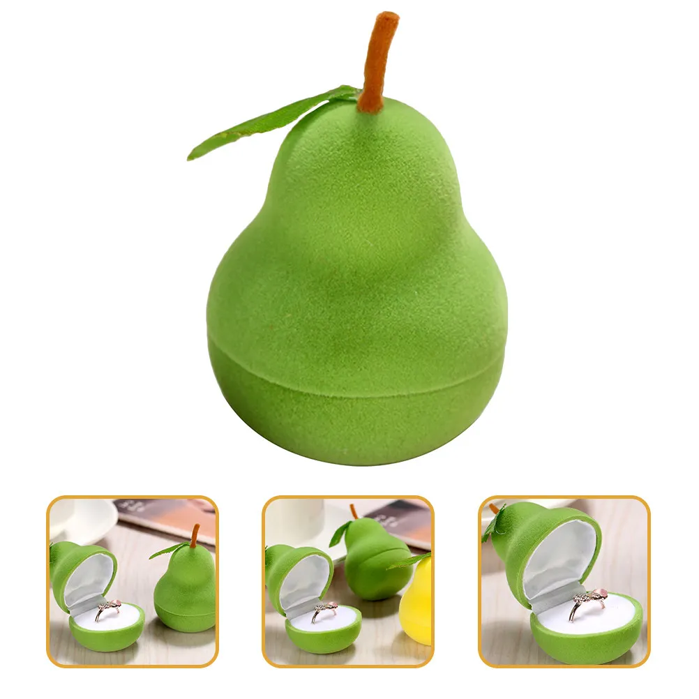 

Fruit Shape Ring Box Flannelette Fabric Lightweight Compact Ring Holder for Wedding Rings Engagement Bands Jewelry Display and
