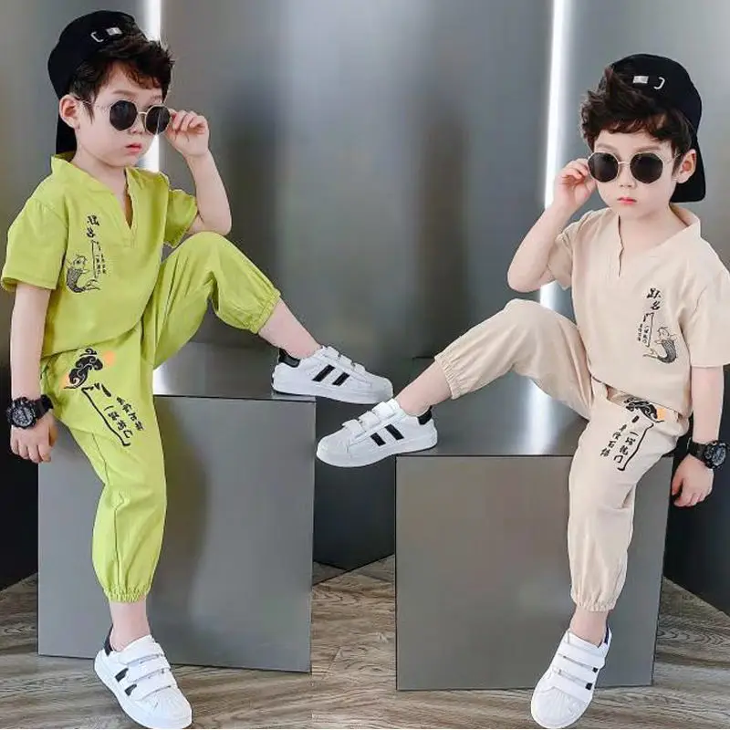 

New Selling Summer Baby Boys Clothing Sets Tops T-shirt +Short Pants 2 Pieces Set Kids Boys Age 4 5 6 7 8 9 10 12Years