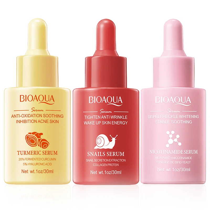 Bioaqua cúrcuma caracol nicotinamida soro facial clareamento hidratante anti-envelhecimento anti rugas essência facial cuidados com a pele