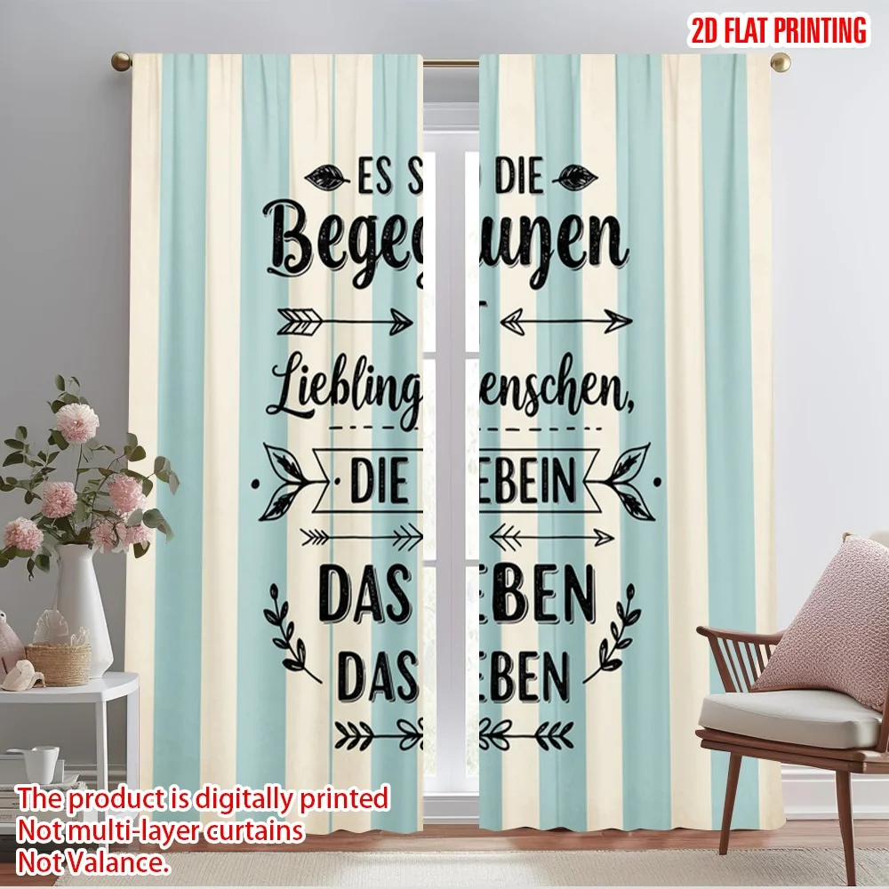 

2pcs 2D flat printing Window Curtains German Quote about Beloved People Polyester Without Electricity Holiday Decorations Use