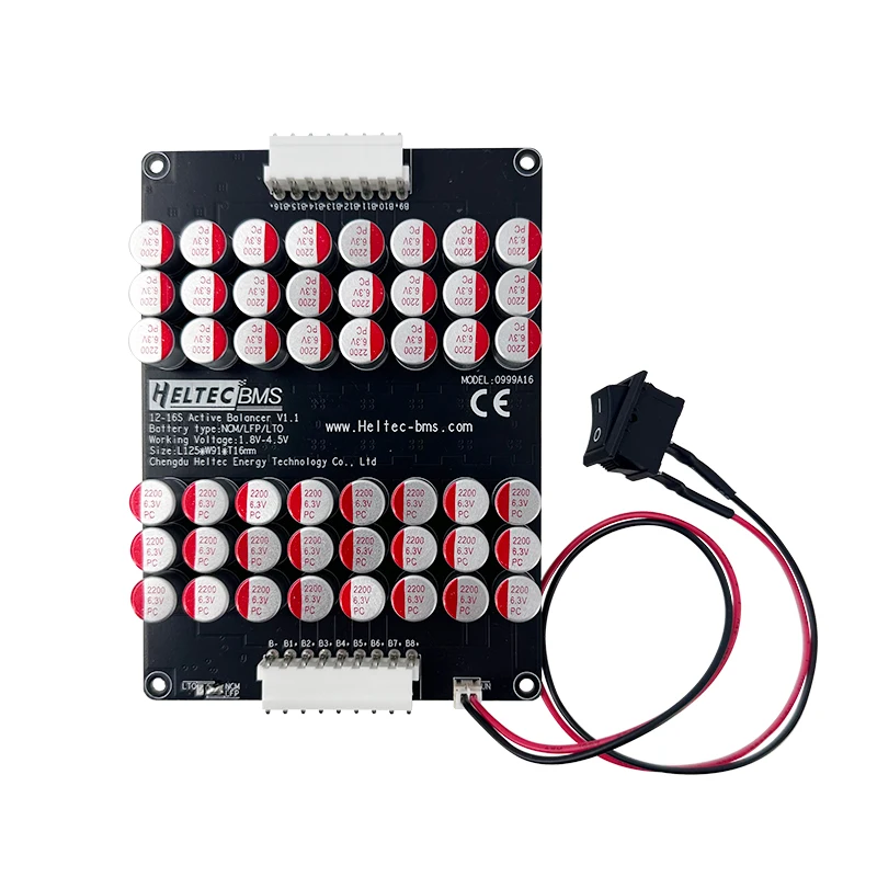 HeltecBMS Balanceador ativo de bateria de lítio 4S 16S 5A 3S com swich 12V 48v Lifepo4 módulo de balanceamento de célula de bateria