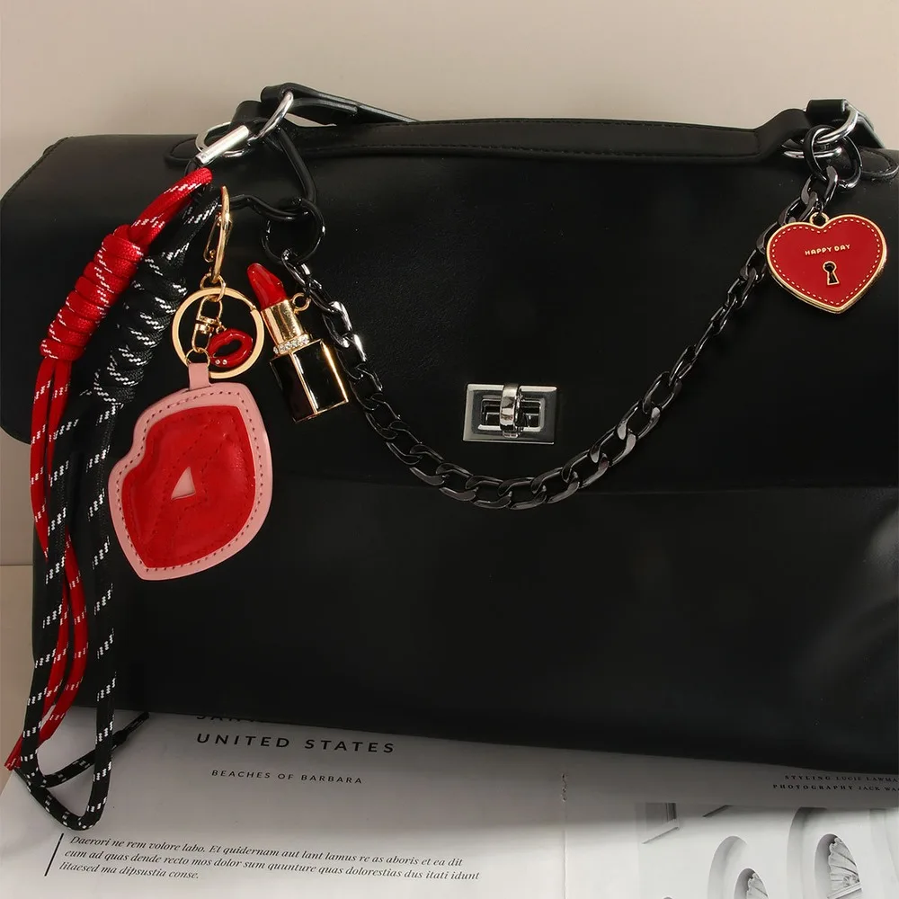 Bag Charm Handbag Chain Accessory Heart Pendant Decorative Hanging Charm For Women Fashion Purse Decoration
