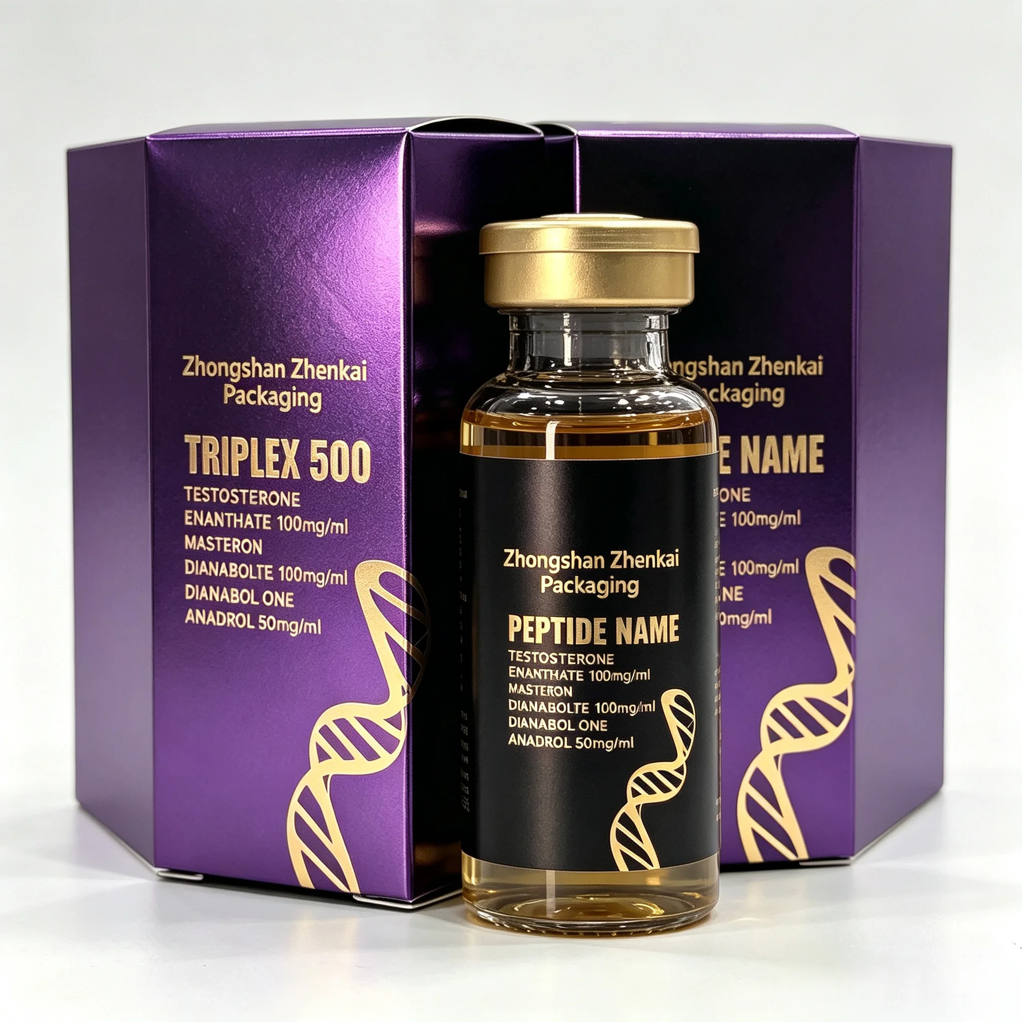 Custom Scratch Resistant Waterproof HD Printing Peptide Labels High End Gold Foil Stickers Compatible With 3ml 5ml 10ml Medical
