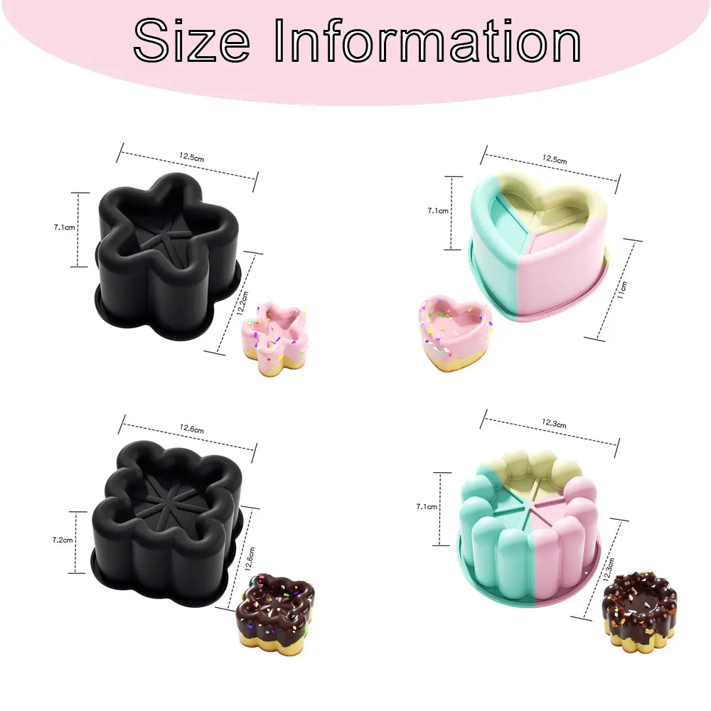 3D Star Shape Silicone Cake Mold,4 Styles Baking Tray for Chocolate,Candy,Fondant,Jelly,Muffin & Soap,Reusable Kitchen Supplies
